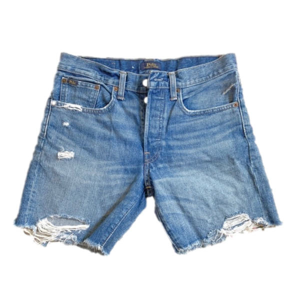 Polo Ralph Lauren Pants - Polo Ralph Lauren Denim Cutoff Blue Jean Button Fly Rylee Boy Shorts Sz 26